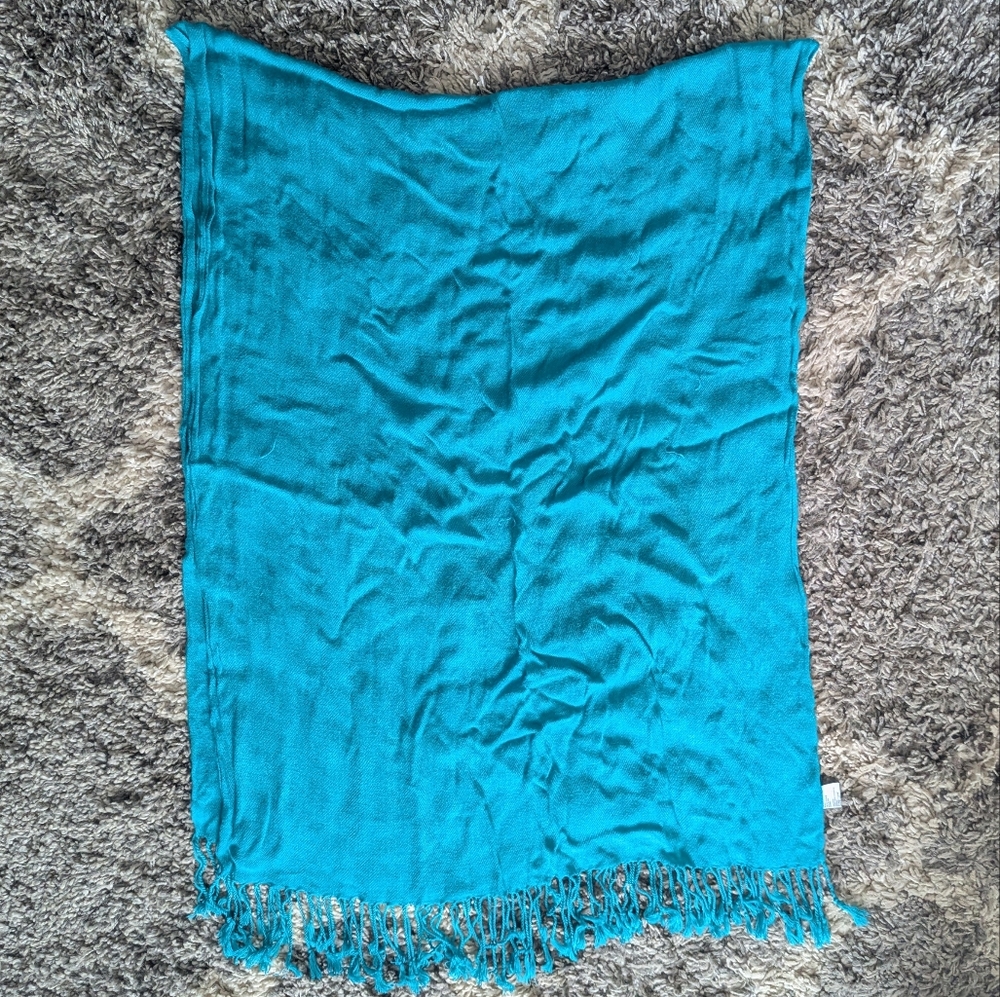 Teal Fringe Scarf